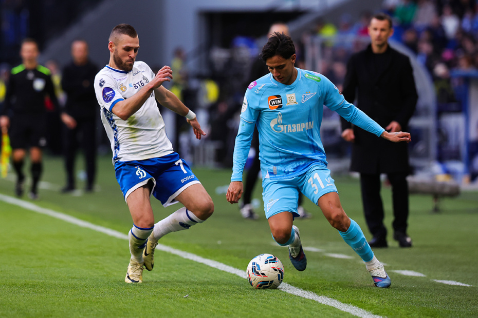 Густаво Мантуан (Зенит) и Дмитрий Скопинцев (Динамо М) в матче РПЛ «Динамо» — «Зенит»