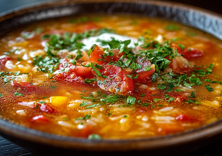 Беру томаты, рис и мясной бульон: готовлю весенний ароматный суп за 15 минут — на обед спасает, когда времени в обрез