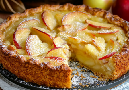 Не шарлотка, а вкуснее и проще: постный яблочный пирог без яиц получается сочным, а внутри — мед и корица