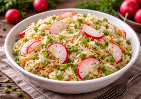 Салат для бодрости весной: капустный с редисом и нерафинированным маслом — встряхните рацион