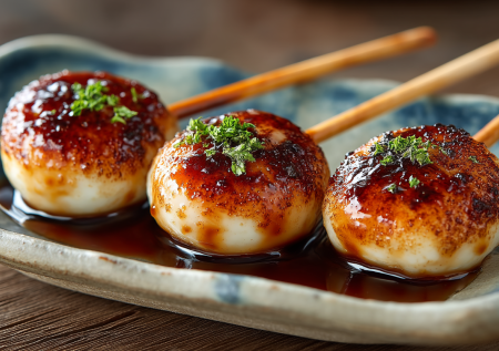 Эти японские данго — билет в мир аутентичных восточных сладостей. Рисовые шарики в сладко-соленой глазури, которые тают во рту