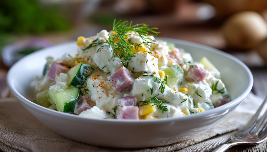 Добавляем творог в салат