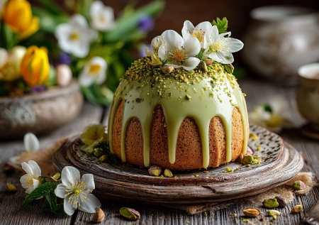 Вместо обычной белковой глазури делаю эту — фисташковую. Всего 4 ингредиента, а кулич выглядит как из лучшей кондитерской. Гости ахают