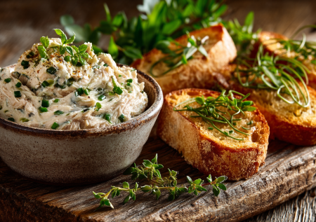 Это масло с тунцом и каперсами стало нашим фаворитом на завтрак. Взбил в блендере — и готово. На тост, на багет, в лаваш. Пальчики оближешь