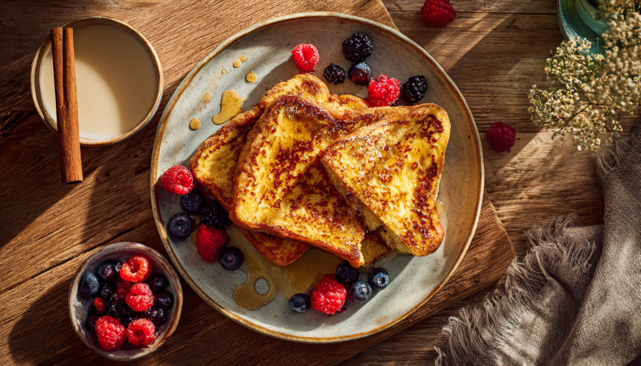 Гренки с яйцом и беконом