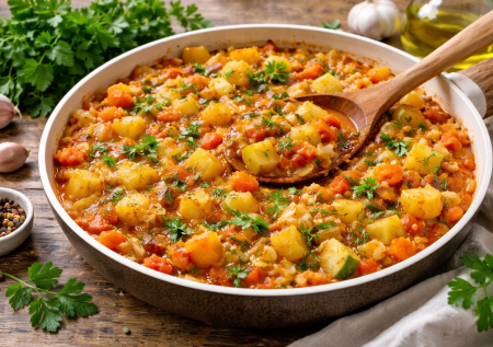 Постное вкусное блюдо: овощное рагу с чесноком — идеальное сочетание с капустой и кабачком