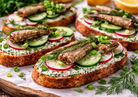 Весенние бутерброды со шпротами — свежий взгляд на знакомую закуску