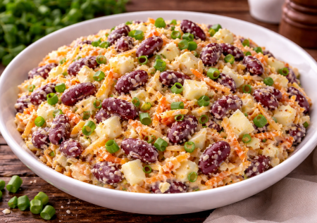 Салат из банки фасоли и яиц: простой рецепт для будней, сытный и очень вкусный