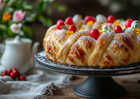 Катнаунц — пасхальный венок на сдобном тесте: мягкий и воздушный, хранится до недели