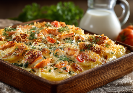 Заливаю курицу кефиром и выкладываю на картофель — семья в восторге: горячее на большую компанию