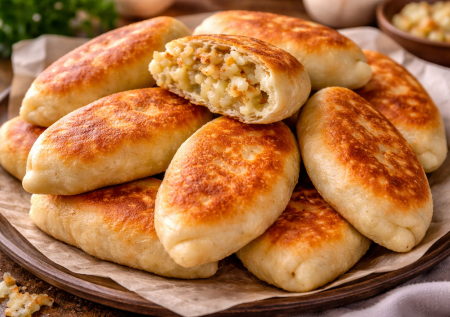 Никаких мучений с дрожжами: пирожки на кефире с картошкой и жареным луком