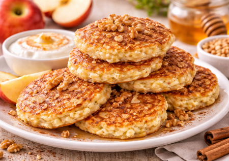 Просто бомбический завтрак: творожно-яблочные блинчики с корицей — нежные, ароматные и очень уютные