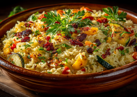 Запекаю рис с овощами без хлопот — идеальный постный ужин из простых заготовок