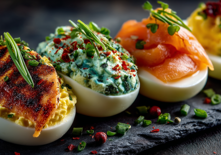 Эти фаршированные яйца — моя тайная суперсила для идеального фуршета. Четыре начинки, от классики до изыска, и безупречная подача