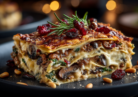 Эту лазанью можно в пост — настоящий праздник с брусникой и орешками! Покоряет с первого кусочка