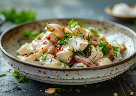 Салат «Чудесное море» с курицей и кальмарами: необычное сочетание, которое удивит всех