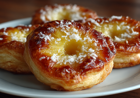 К чаю балую себя хрустящими слойками: кольцо ананаса на тесто и через 20 минут уже едим. Нежнее и вкуснее шарлотки