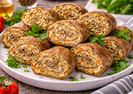 Беру полкило печенки и пеку гору блинчиков с начинкой — нежная закуска, которую съедают первой