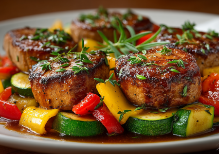 Когда устал после работы, этот рецепт — мое спасение: сочная свиная вырезка с овощами. Ярко и невероятно быстро