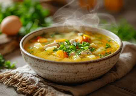 Необычный куриный суп без лапши и крупы: секрет легкого вкуса с яйцом и зеленью