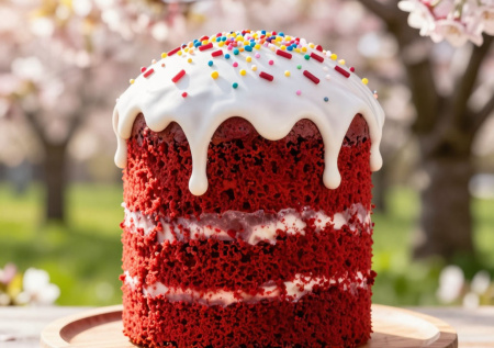 На Пасху готовлю кулич «Красный бархат» — яркий, нежный, с контрастной белой шапкой. Пошаговый рецепт