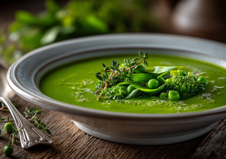 Этот гороховый суп с черемшой — весенний детокс в тарелке. Зелень, брокколи и молодой горошек для свежести