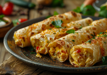 Рулеты из лаваша на сковороде: быстрый завтрак с сыром и яйцом за 10 минут