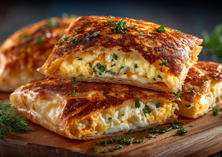 Эти пирожки из лаваша — идеальное решение для быстрого и сытного завтрака. Сочная начинка из яиц и сыра в хрустящей оболочке