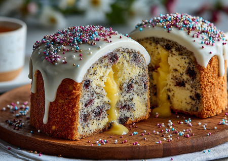 Празднуем Пасху вкусно: творожно-маковый кулич с лимонной начинкой