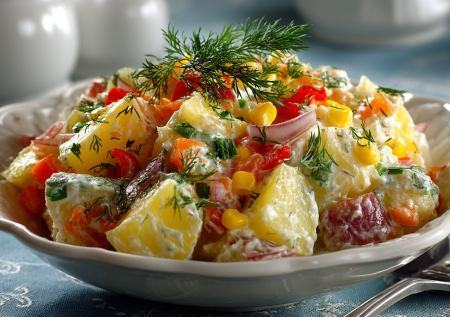 Теплый картофельный салат с обжаренными овощами: турецкое блюдо из обычных продуктов — заменит ужин