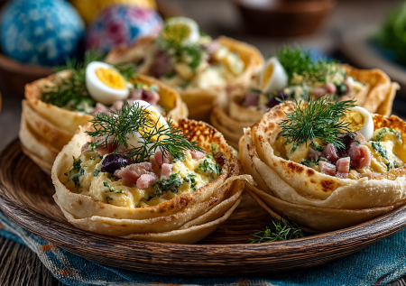 Сытные корзиночки из лаваша — закуска на пасхальный праздничный стол: альтернатива нарезке