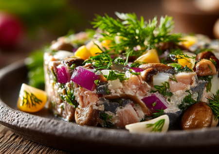 Этот форшмак с грибами — мое секретное оружие, чтобы покорить гостей. Классика жанра в самом изысканном исполнении