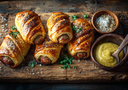 Эти сосиски в тесте — идеальный перекус для весенних пикников. Ароматные, с хрустящей корочкой и пикантной горчичной заправкой