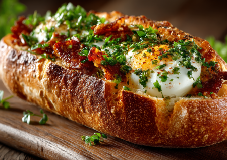 Забудьте про сковородку! Готовлю яичницу в багете — это элегантно, сытно и невероятно вкусно. Основа для сотни вариаций
