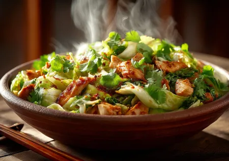 Теплый салат с пекинской капустой, который хочется есть ложкой