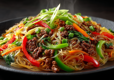 Не корейская, но не менее вкусная: фунчоза с фаршем, которая стала хитом моего ужина. Минимум усилий, максимум сочности и аромата