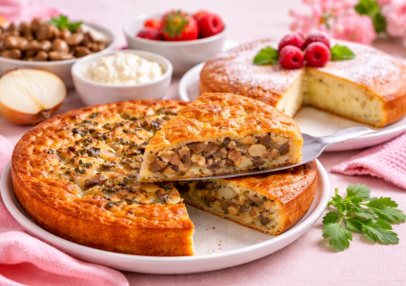 Два пирога на скорую руку: сладкий творожный и с грибами — вкусно и просто