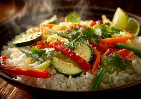 Кремовый, пряный, свежий: идеальный постный рис с имбирем и лаймом