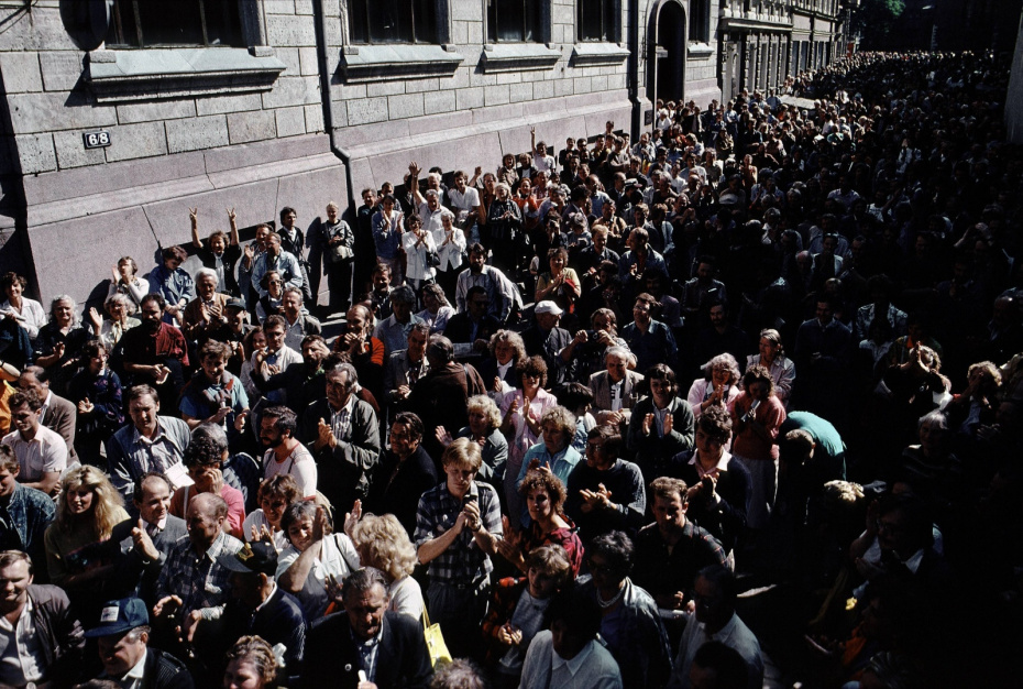 Протестующие на улицах Риги, 20 августа 1991 года