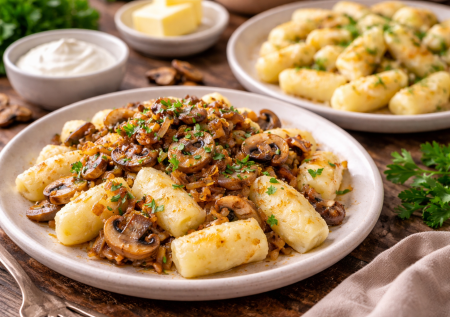 Вареники не леплю — делаю ленивые картофельные брусочки в соусе. Вкуснота без мороки