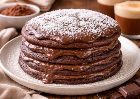 Даже духовку не включаю — кофейно-шоколадный кефирник. Печем блинчики, и готово