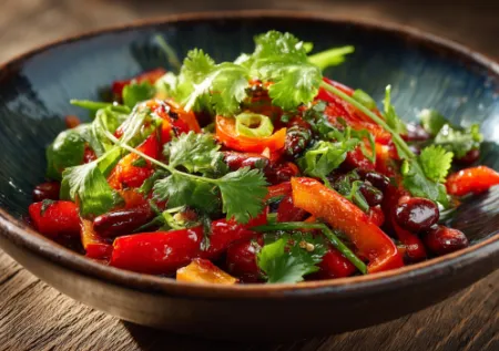 С дымком и чесноком: салат из фасоли с печеным перцем