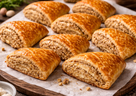 Вместо сырников и лепёшек теперь пеку кяту — слоёная, мягкая и с насыщенной ореховой начинкой