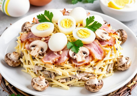 Никаких больше скучных оливье: собираю на Пасху салат «Ласточкино гнездо» — красивая подача и нежный вкус