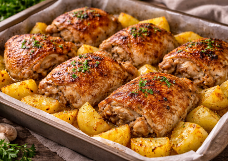 Лью кефир к курице и кладу на картофельную подушку: 1 раз приготовите и не сможете остановиться. Вкуснота из простых продуктов