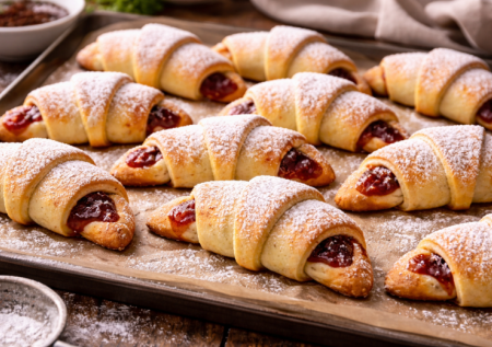 Творожные рогалики с вишневым вареньем — рассыпчатые, нежные и исчезают за минуту. Секретный ингредиент внутри