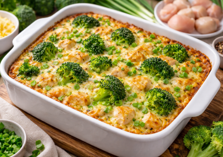 Это блюдо влюбило семью в брокколи: запеканка с курицей и яйцами — сочная бомба, которая держит сытость надолго