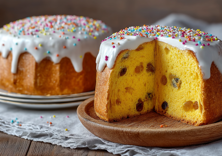 Пасхальный кулич с ярко-желтым мякишем: тесто на апельсиновом соке, которое не нужно месить