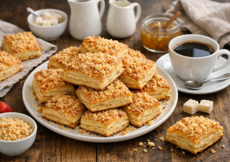 Стакан кефира и пачка масла: домашние квадратики-слойки на кефире с хрустящей крошкой