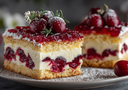 Пеку по поводу и без! Вишневый торт с творожным слоем — проще рецепта не найти, а вкус — просто сказка